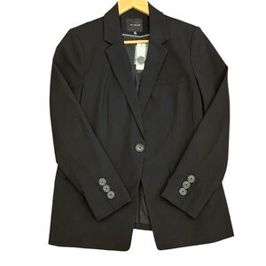 NWT The Limited LongLine 1-Button True Black Blazer Dark Academia Petite 12P